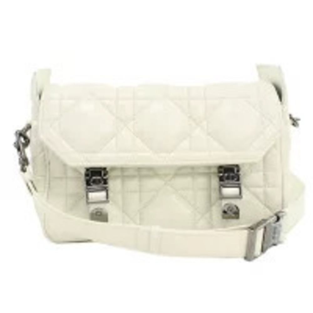 Christian Dior Shoulder Bag Cannage Leather White Crossbody
